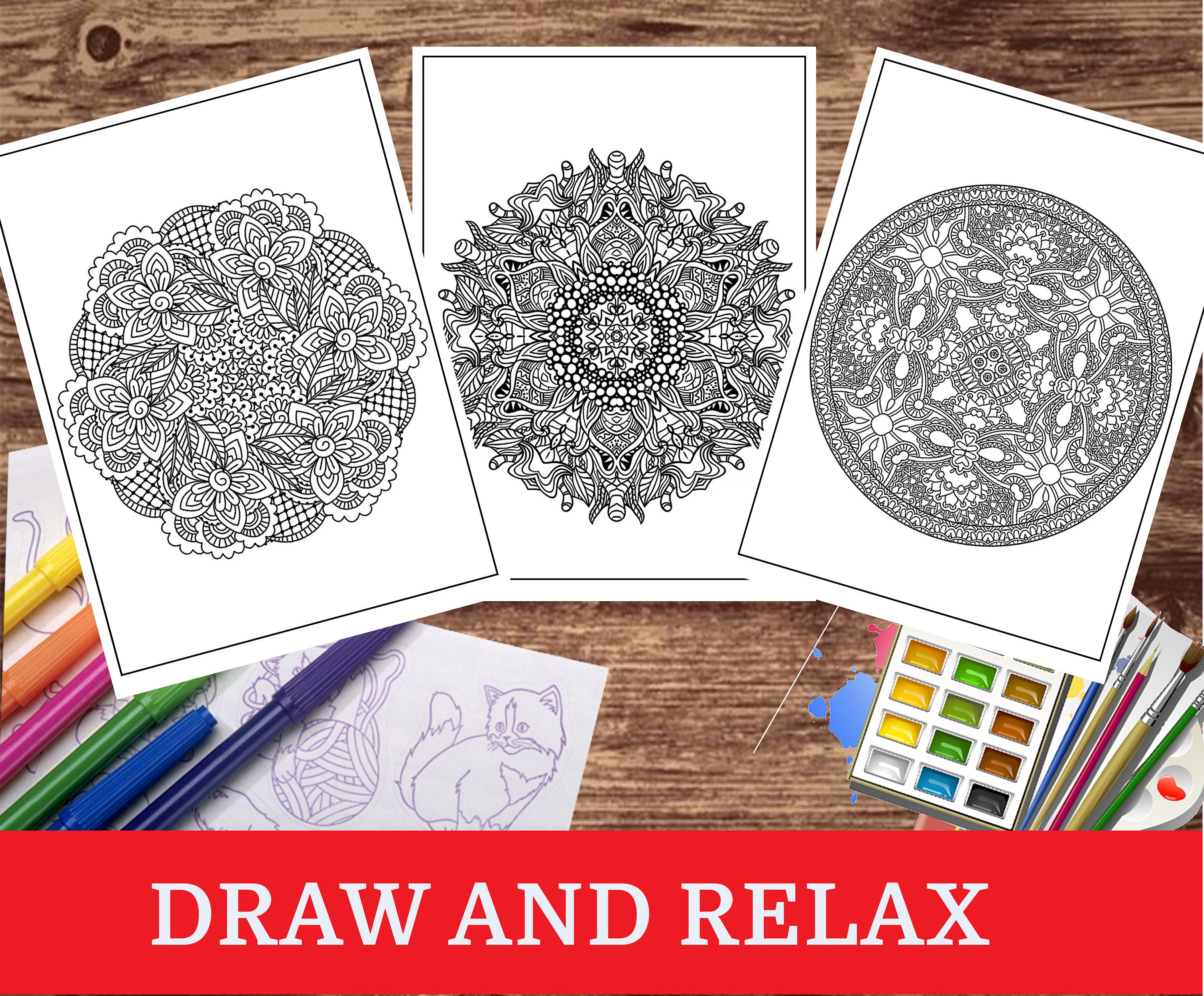 Coloring book pages Mandalla coloring pages 16 different Etsy