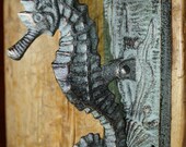 Cast Iron Antique Style Nautical SEAHORSE Door Knocker Green Finish Sea Shell