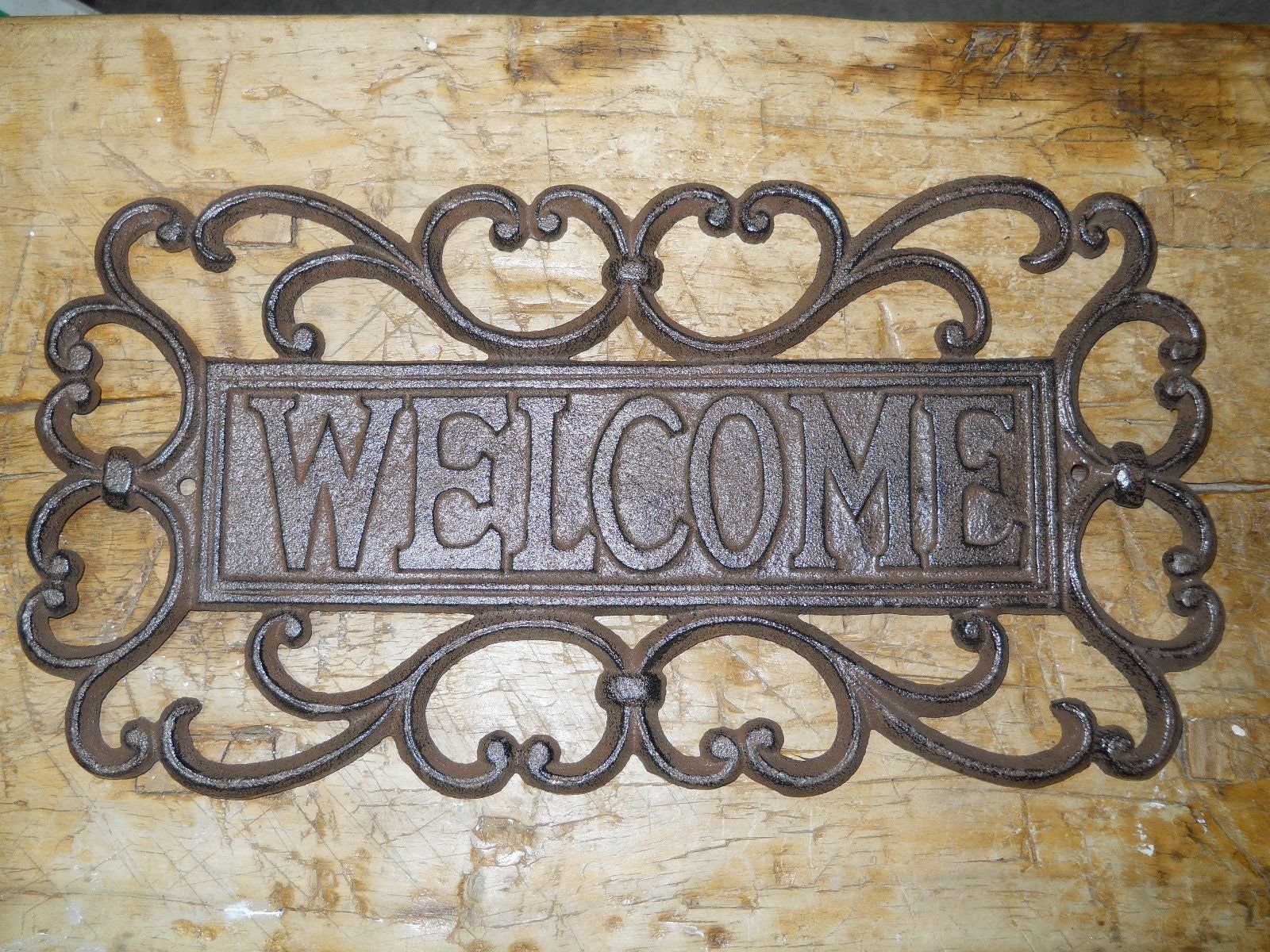 1 Cast Iron Antique Victorian Style Plaque Sign Rustic Etsy