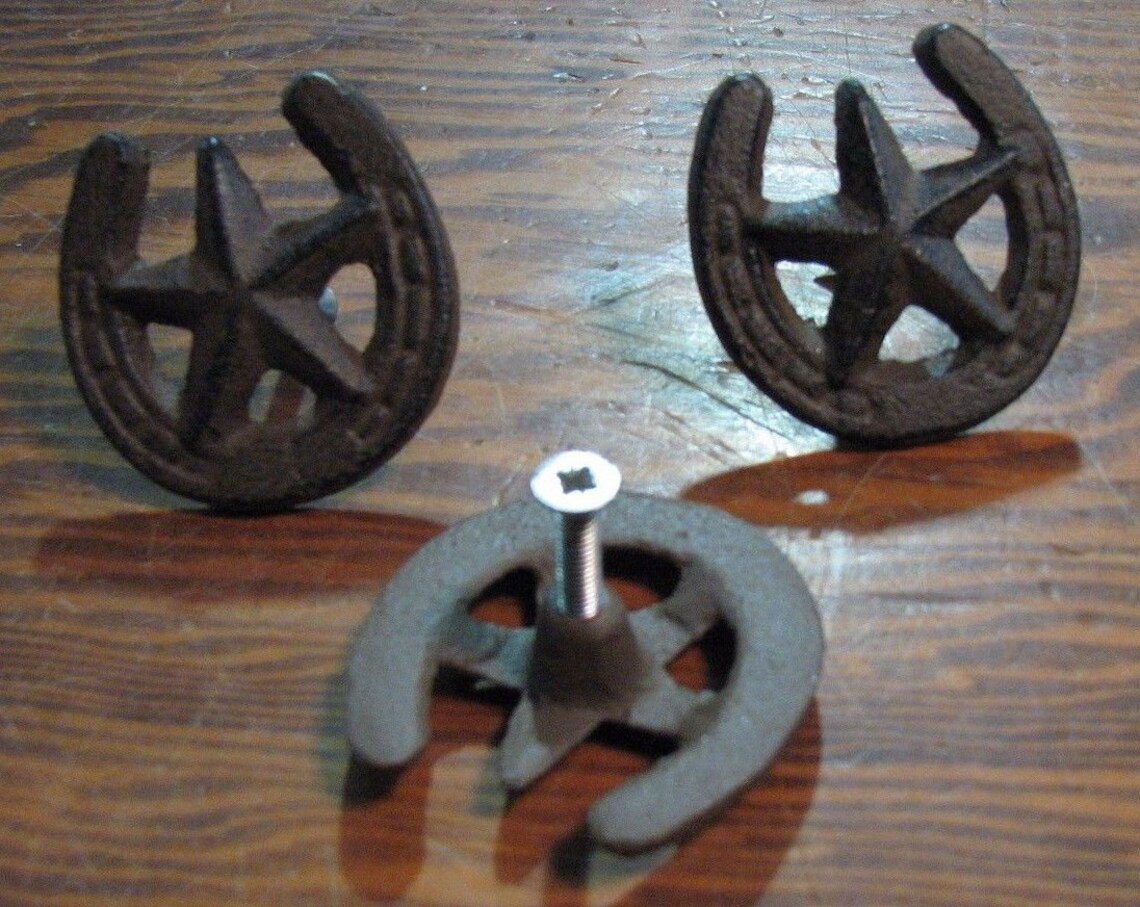 12 Antique Style Horseshoe STAR Drawer Pull Barn Handle Door Etsy