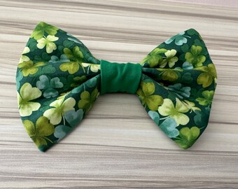 Dog Bow Tie • Over the Collar Dog Bow •  Four Leaf Clover St. Patrick's Day Cute Dog Collar Bow