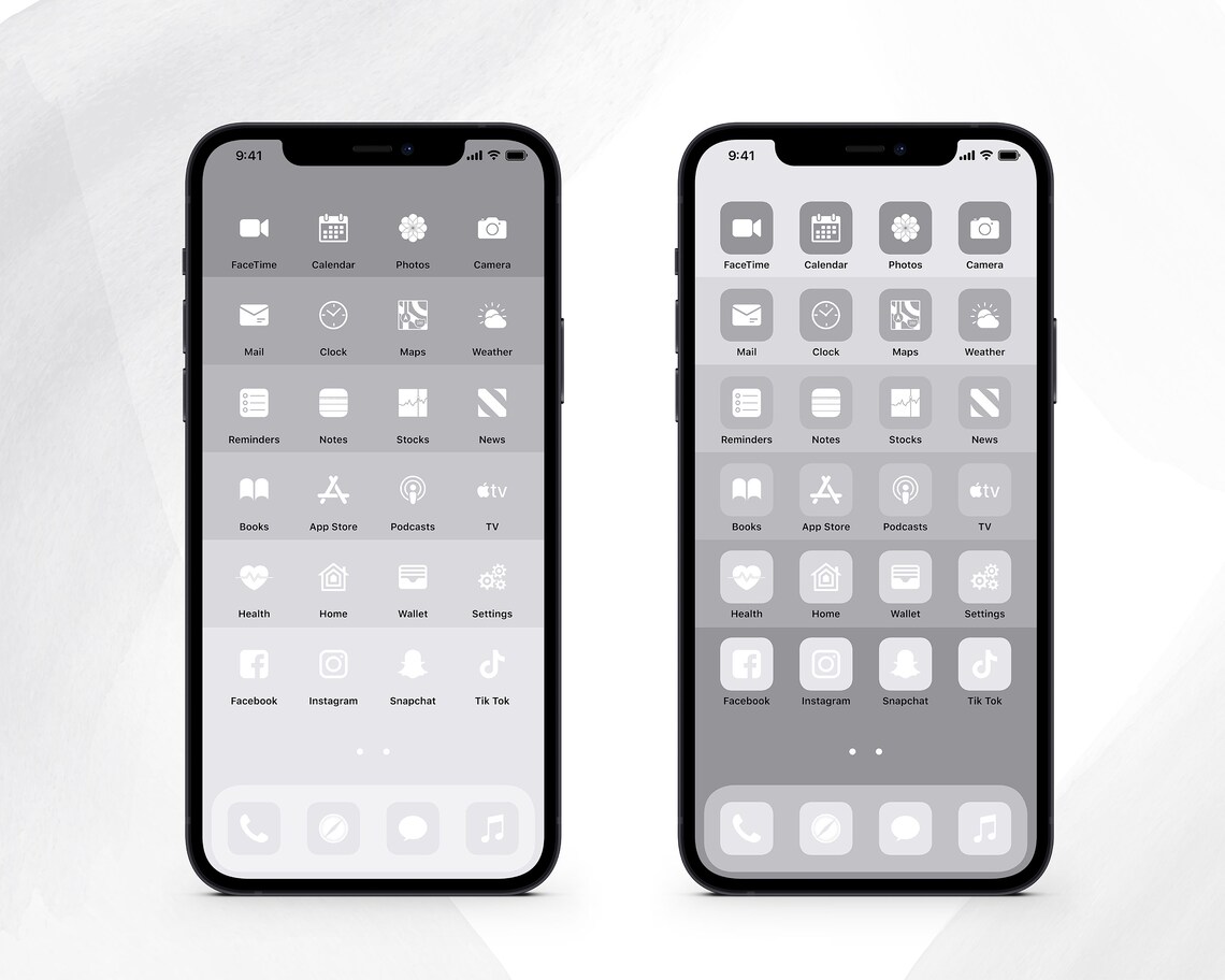 Minimalist Light Grey iPhone Ios 14 Ios 15 App Icons Pack Grey