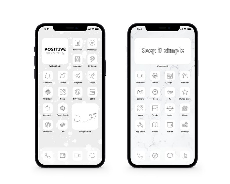 Minimalist White Iphone IOS 14 App Icons Pack White Icon Etsy