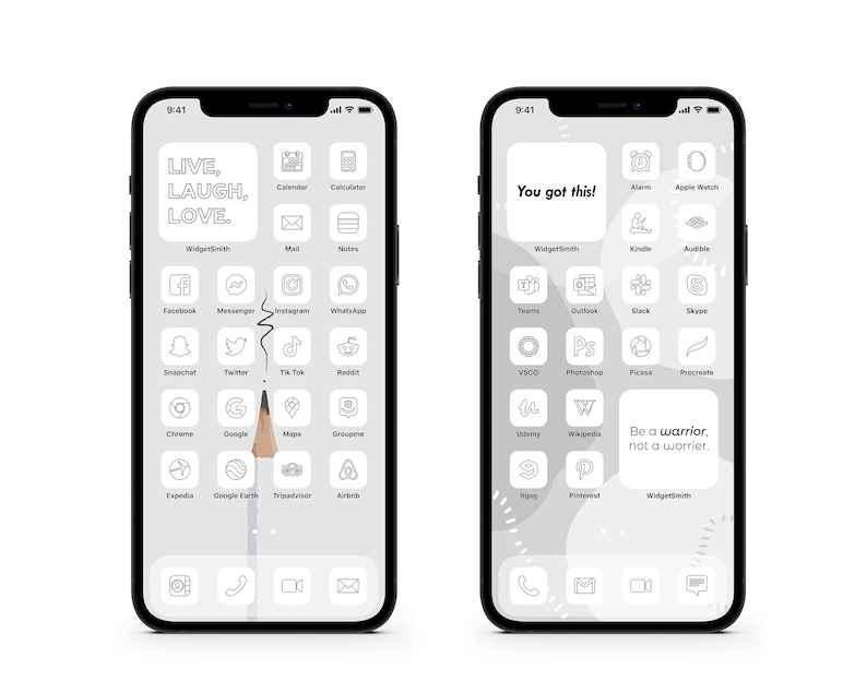 Minimalist White Iphone IOS 14 App Icons Pack White Icon Etsy