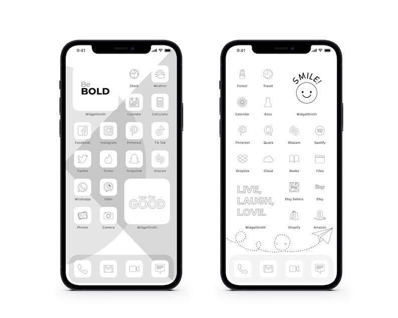 Minimalist White Iphone IOS 14 App Icons Pack White Icon Etsy