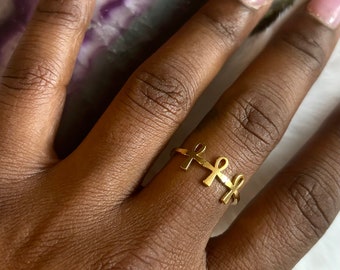 Ankh Ring, Tripple Ankh Ring, Kemetic Jewelry, Egyptian Jewelry, kemet, Ankh Jewelry