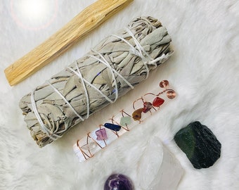 Sage, Crystal Cleansing and Protection Bundle