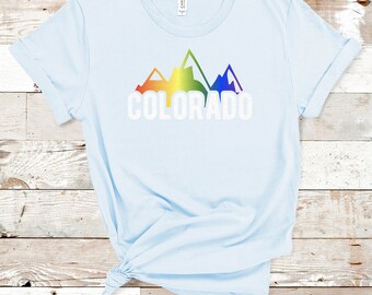 Rainbow Colorado Mountains Gay Ski LGBTQ Shirt Gay Ski Week T Shirt Ski Week Clothing LGBT shirt Ski Clothing Pride Shirt Gay Shirt