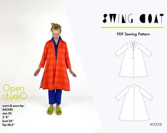 Swing Coat / Sizes XXS-5X / PDF sewing pattern by Open Studio Patterns for printing at home