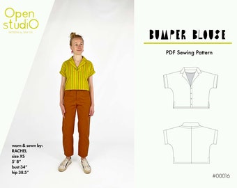 Bumper Blouse / Sizes XXS-5X / PDF sewing pattern US Letter, A4, A0