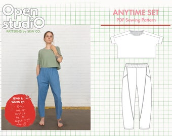 Anytime Set - Knit Tee and Pant Combo, PDF Sewing Pattern