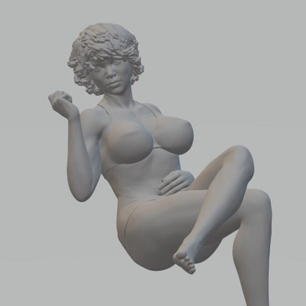 Figurine très détaillée d'une femme assise en bikini 70 mm à l'échelle 1:24, jauge