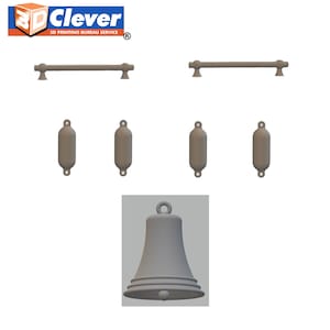 Set of 4 Buoy Fenders, 1 Bell and 2 Handrails from 3Dclever