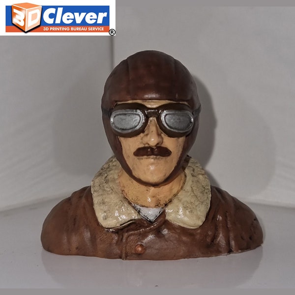 Highly-detailed Figure of a WW1 Bi-Plane Pilot 35 mm high, 42mm wide, 20mm deep Scale 1:18 from 3Dclever