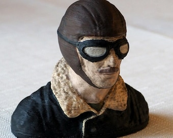 WW1 Bi-Plane Pilot Figure, 1:18 Scale Model,