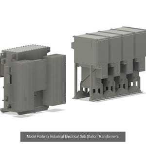 Fourniture de 2 sous-stations industrielles 310 livrées en blanc, prêtes à peindre. Disponible en différentes dimensions d&#39;écartement des voies ferrées