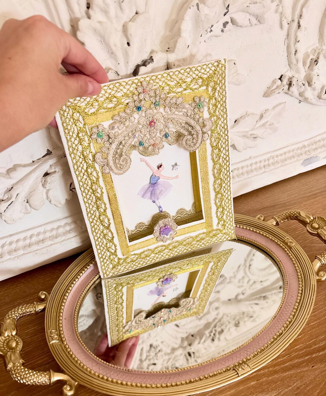 Blank Rococo Card Unique Handmade Luxury Rococo 3D Greetings Card, Ballerina in the Opera ...