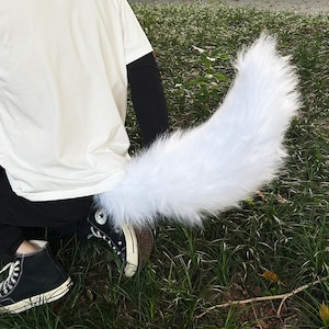 Queue de loup blanc, fourrure, fausse fourrure, loup cosplay