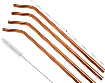 Copper straws mini 5,5’ size copper drinking straws set of 6 solid 100% 