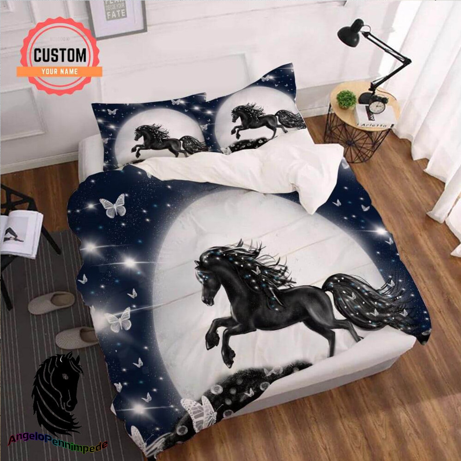 Black horse Bedding set Personalized Bedding Set Duvet Etsy
