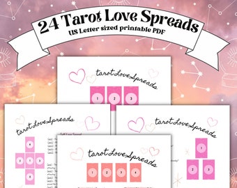 Tarot Love Spreads - 24 Various Tarot Reading Spreads for Love, Relationships, Compatibility,  Finding Love, and More! US Letter Sized