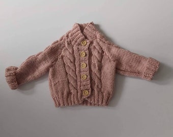 Baby girls hand knitted cardigan