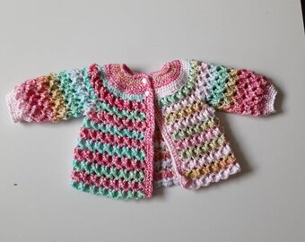 Baby's hand crochet multi coloured cardigan