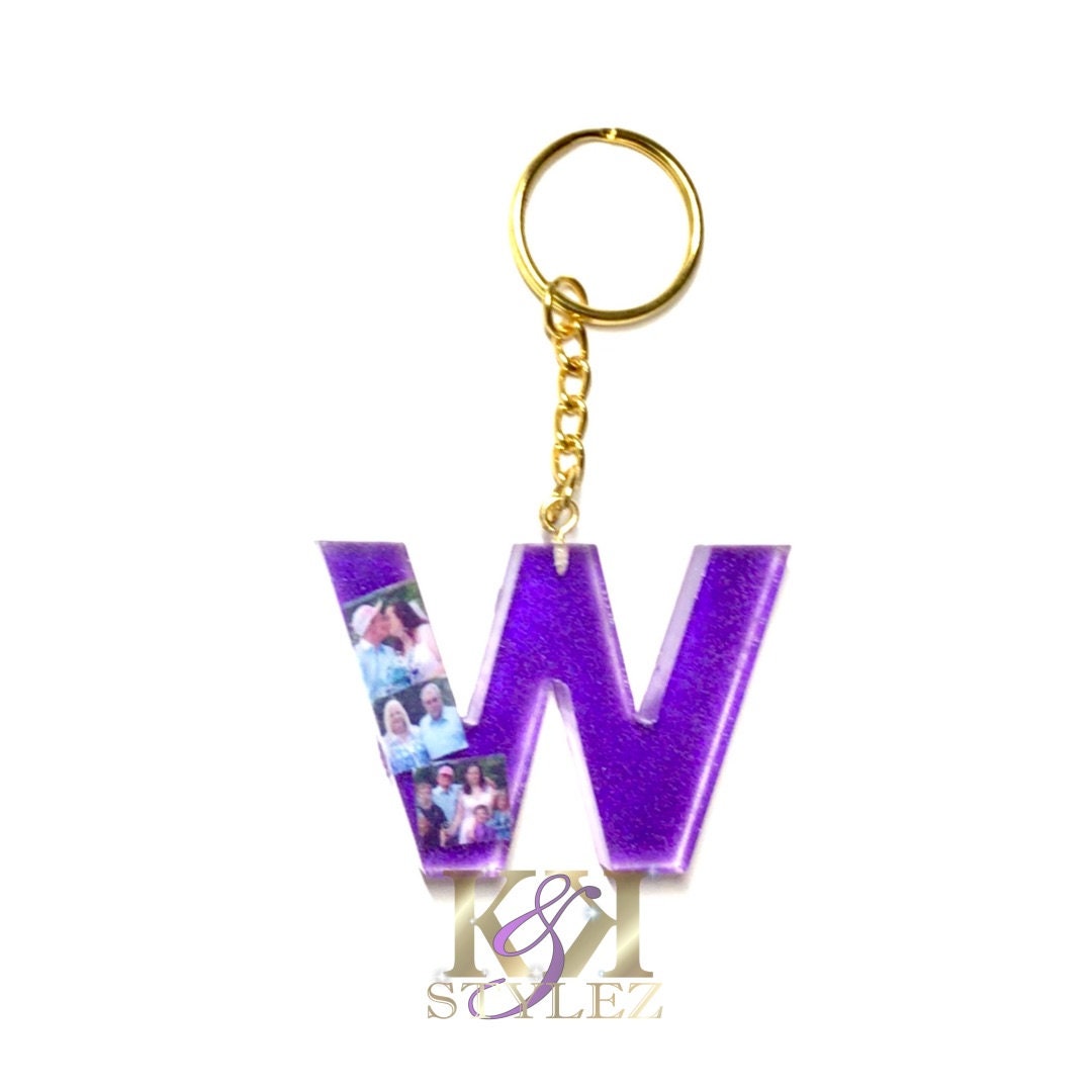Initial Keychain Photo Keychain Keepsake Keychain Custom Etsy
