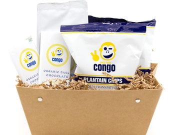 Congo Brand  Mix Basket -Arabica Ground Coffee (Dark Or Medium Roast)-Organic Dark Chocolate And Coffee Package-Gifts For Relatives/Friends