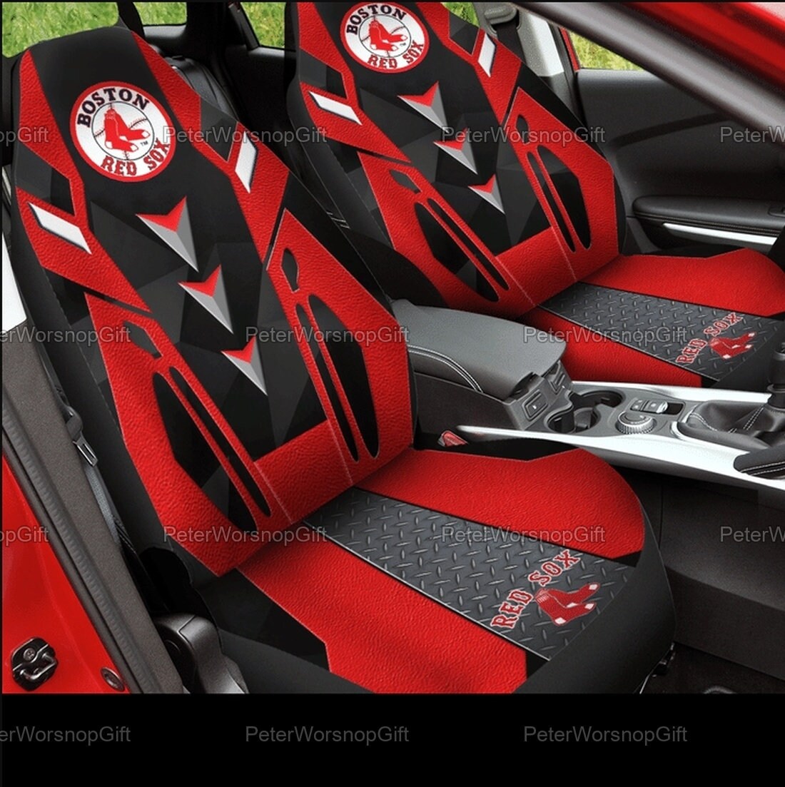 Boston Red Sox Car Seat Covers Boston Red Sox Gifts Car Etsy