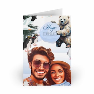Afecto helado: tarjeta personalizada para parejas comprometidas o casadas con amigos del Ártico.