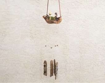 Colorado Windsongs | Hermit | wind chime | handmade | artisan | stoneware | earthenware | grapevine | wood | outdoor | guarantee