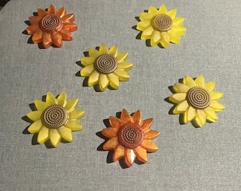 Sunflower Magnets: Kitchen Decor, Fridge Magnets, 4-Piece Set