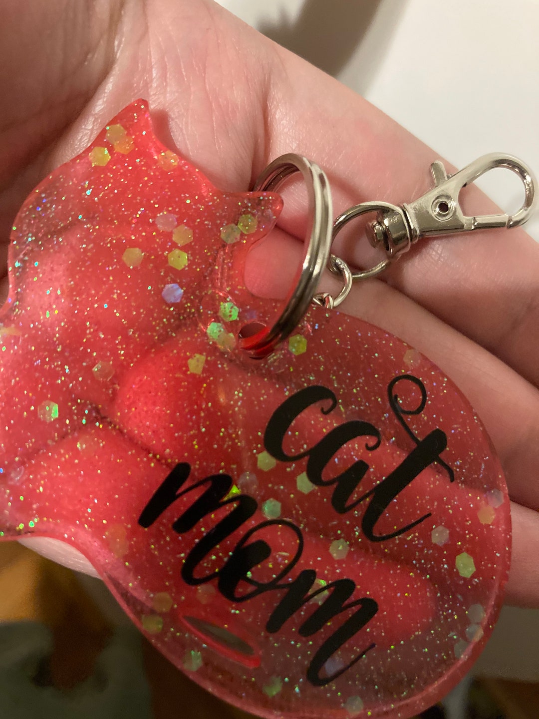 Cat Mom Keychain Cat Shaped Colorful Keychain Customizable Keychain For 