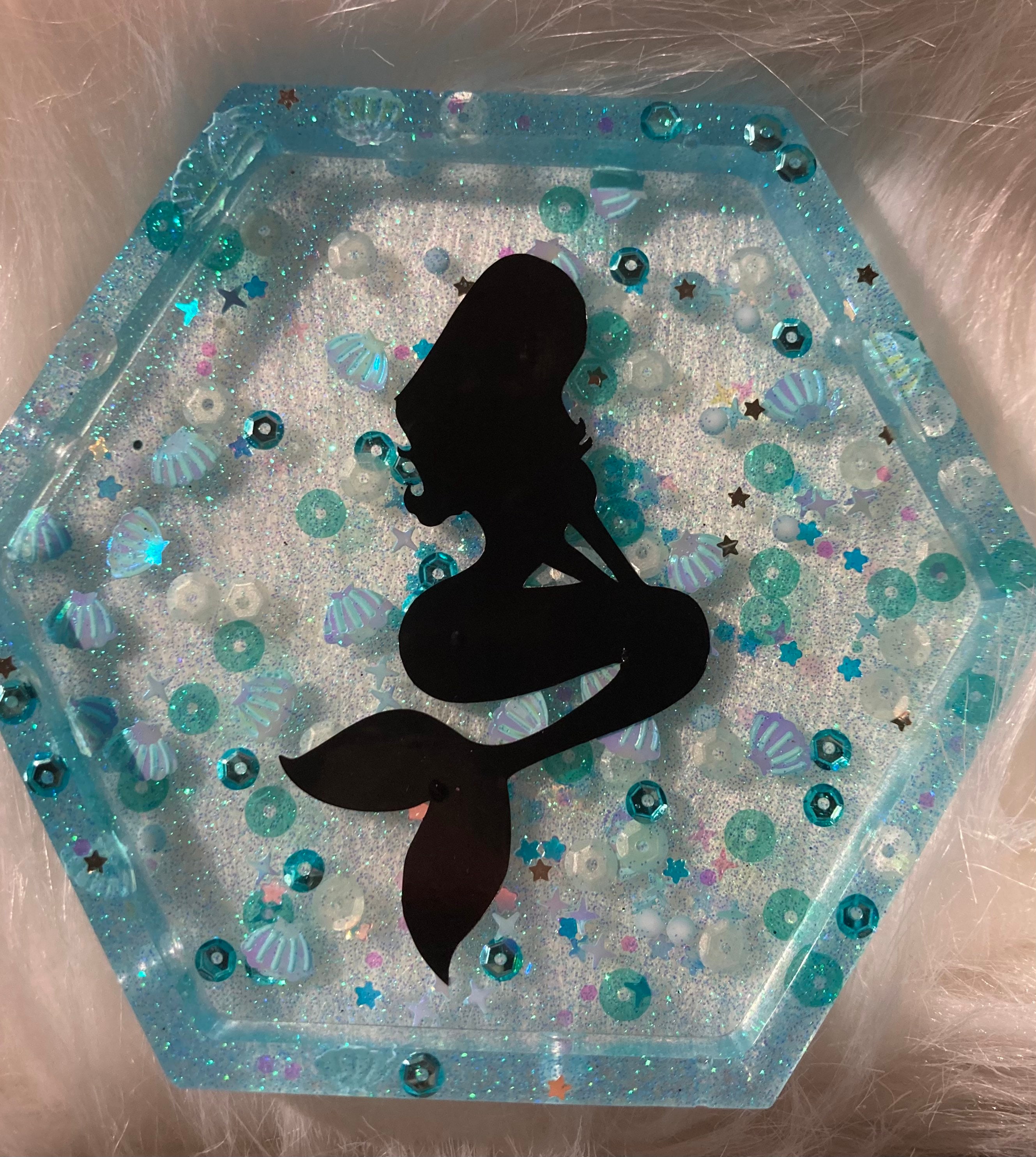 Mermaid themed coaster mermaid resin coaster mermaid decor Etsy
