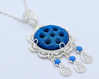 925 Sterling Silver Handmade Evil Eye Necklaces / Turquoise Gemstone Assyrian Necklaces