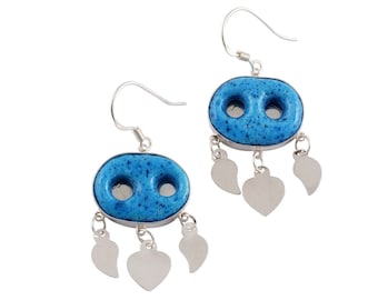 925 Sterling Silver Handmade Evil Eye Earrings / Turquoise Gemstone Assyrian Earrings