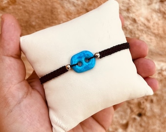 Handmade Evil Eye Turquoise Gemstone Assyrian Bracelet