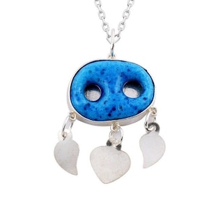 Assyrian evil eye bead silver necklace that Reyyan used in the TV series Hercai, Reyyan Necklace, Reyyan Pendant