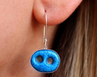 925 Sterling Silver Handmade Evil Eye Earrings / Turquoise Gemstone Assyrian Earrings