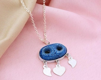 925 Sterling Silver Handmade Evil Eye Necklaces / Turquoise Gemstone Assyrian Necklaces