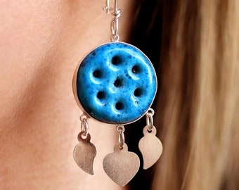 925 Sterling Silver Handmade Evil Eye Earrings / Turquoise Gemstone Assyrian Earrings
