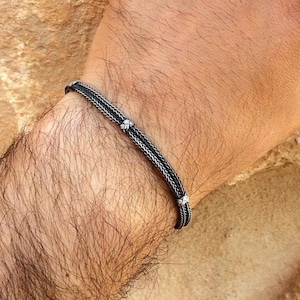 men&#39;s bracelet, handmade bracelet, kazaziye bracelet, kazaz bracelet, knit bracelet, silver bracelet, knit silver bracelet, bracelet, hercai