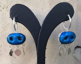 925 Sterling Silver Handmade Evil Eye Earrings / Turquoise Gemstone Assyrian Earrings