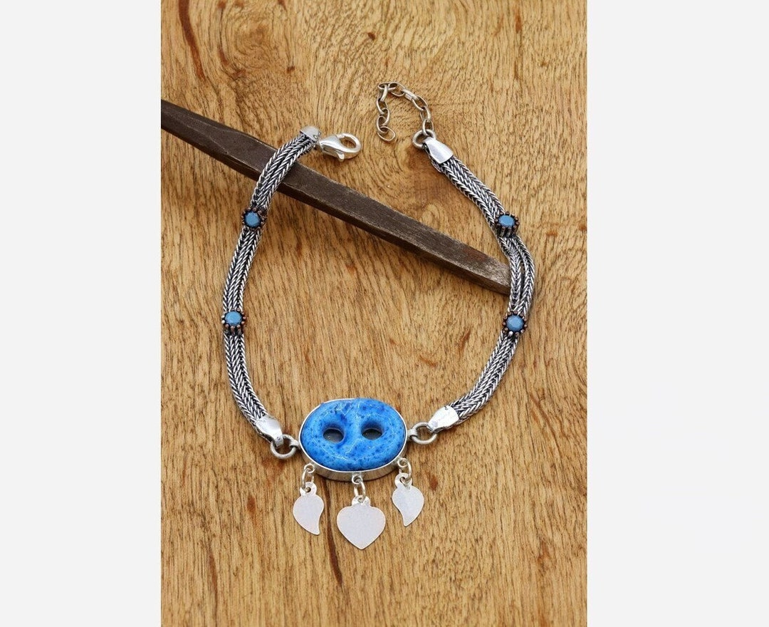 Assyrian Evil Eye Bead Silver Bracelet Used by Reyyan in the TV Series