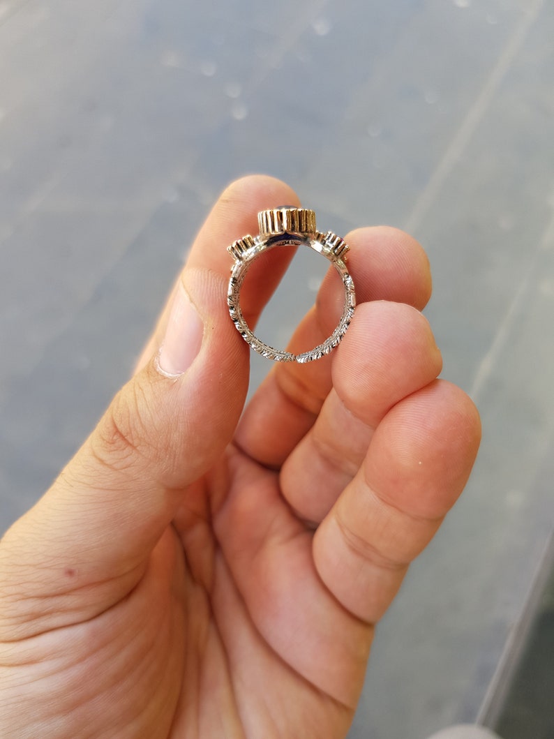 Sapphire Gemstone Reyyan Ring, Butterfly Model Hercai Ring, Butterfly Ring, Handmade Reyyan Ring, Filigree Ring image 6