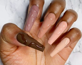 Matte Brown Nails Etsy Matte Brown Nails Etsy