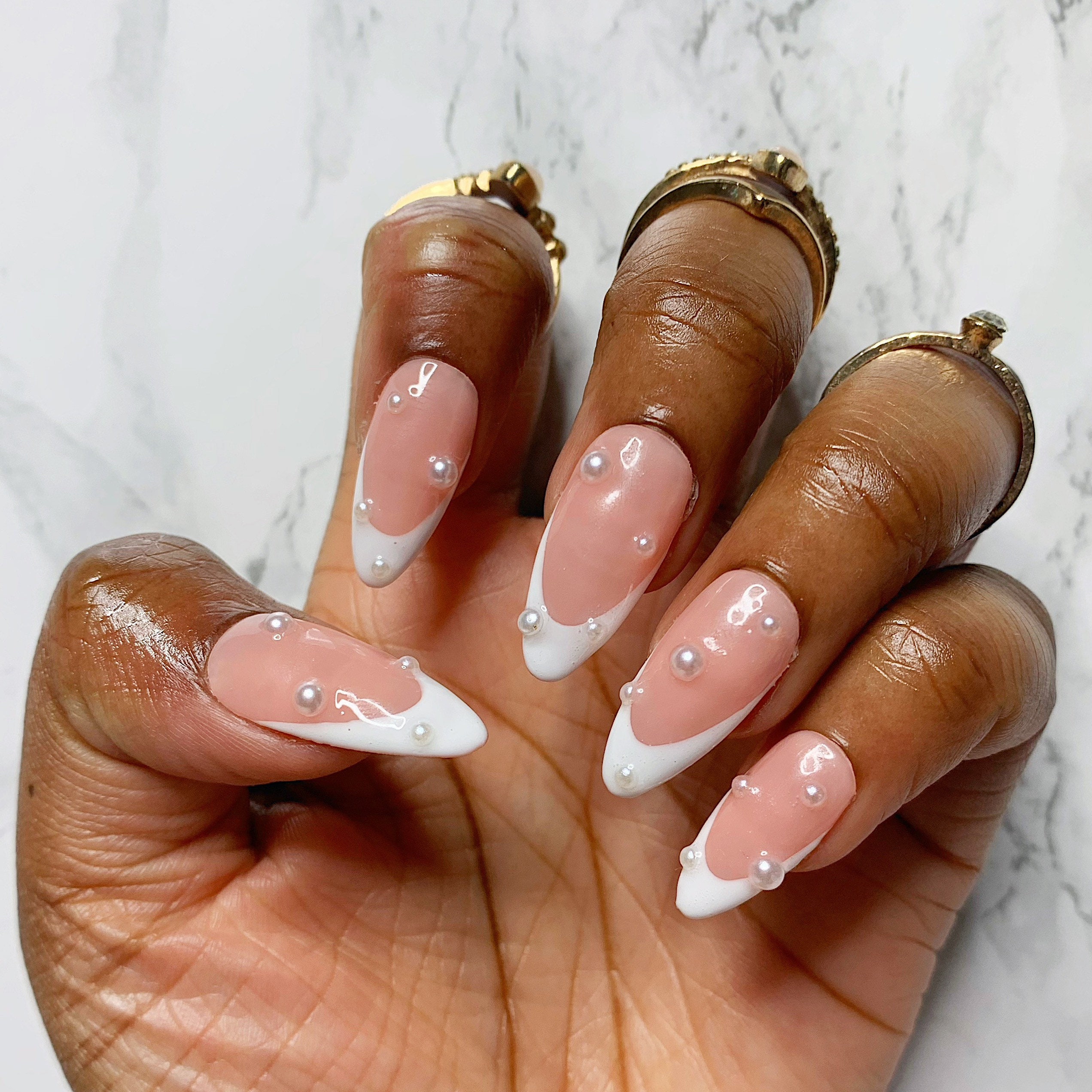 Birthday weekend ready • • • #nails #naillove #french #chevron #almondnails  #shape #white #tips #enhancements #gelnails #gelish #g... | Instagram