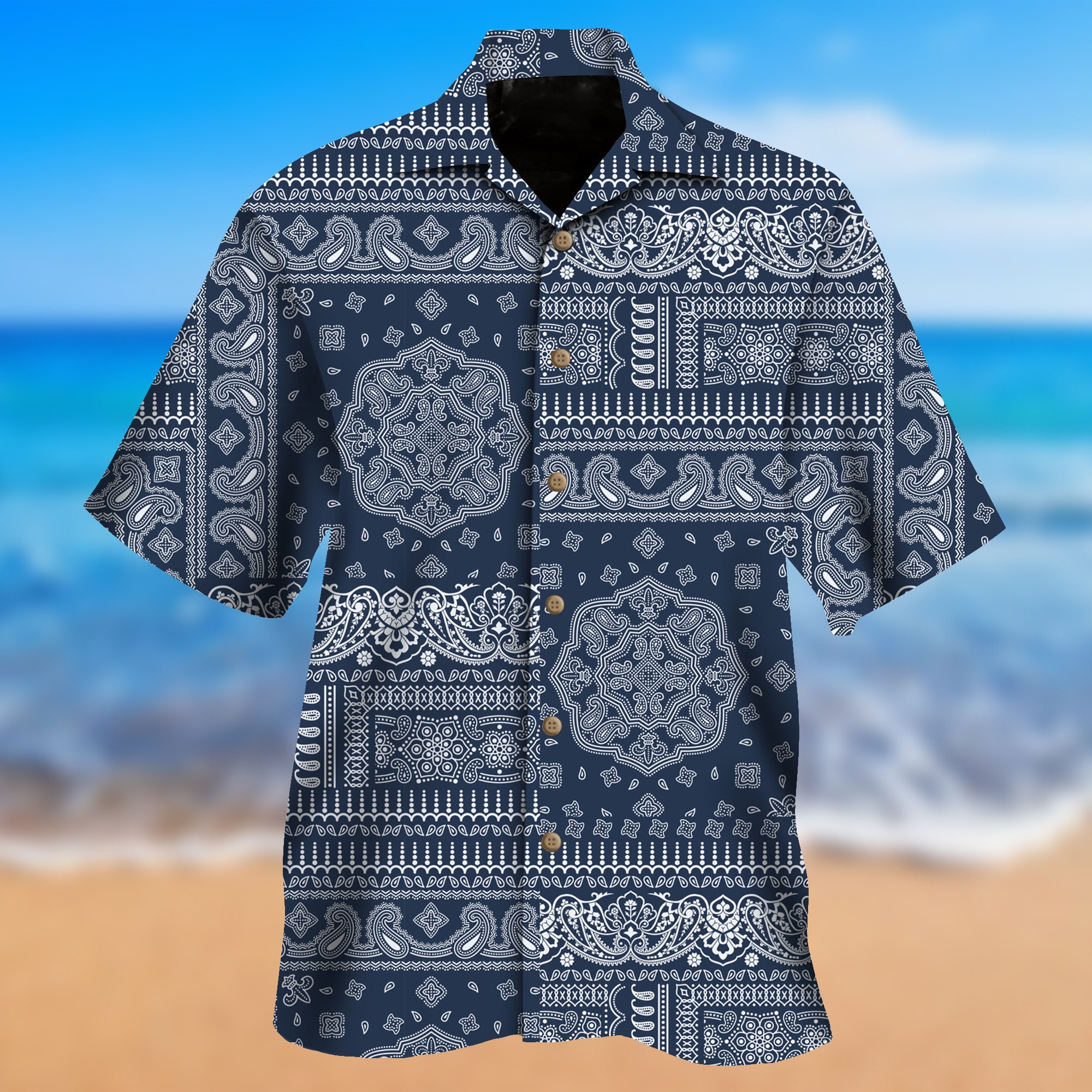 Bandana Hawaii shirt Bandana patern hawaii shirt Silk fabric Etsy