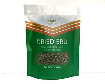 Dried Okazi, Ukazi, Dried ERU, Dried Afang leaves (vegetable), 2 Oz (57g)